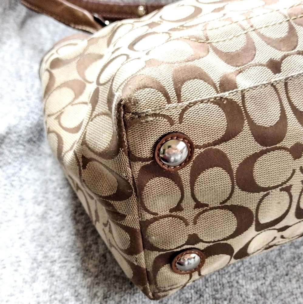 🤎 Y2K Coach Penelope Metallic Copper Signature XL Shopper Shoulder Tote Bag - Picture 8 of 13